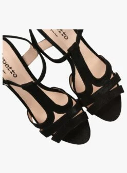 Repetto BIKINI - Sandales Hautes à Talons En Cuir | Noir -Repetto Soldes Boutique 2268157