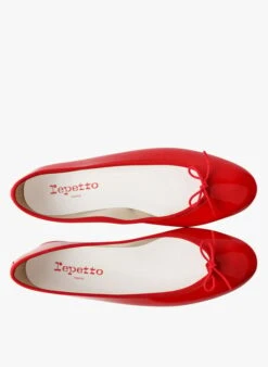 Repetto LILI - Ballerines En Toile Effet Vernis | Rouge -Repetto Soldes Boutique 3613870