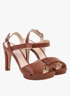 Repetto TIMY - Sandales à Talons En Cuir | Marron -Repetto Soldes Boutique 3670527