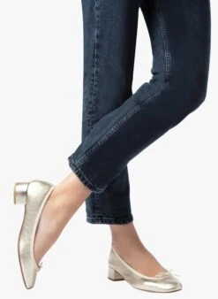 Repetto CAMILLE - Ballerines à Talon En Cuir | Doré -Repetto Soldes Boutique 3734254