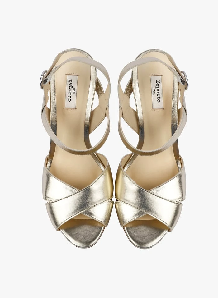 Repetto TIMY - Sandales à Talon En Cuir Métallisé | Doré 4 Repetto TIMY - Sandales à Talon En Cuir Métallisé | Doré – Image 3