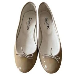 Ballerines Repetto Cendrillon Neuves En Cuir Vernis Beige 36,5.